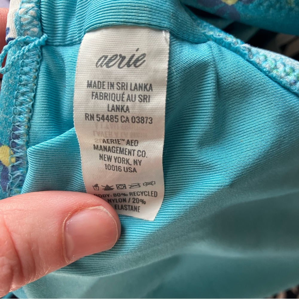 Aerie Blue Floral Printed Ruffle Wrap Bikini Set in Tidal Blue size Small - Picture 5 of 11